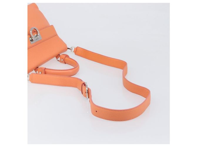 Salvatore Ferragamo Sofia Gancini Tasche Leder 2way Orange Silver Auth 199221V Silber - Ansicht 8