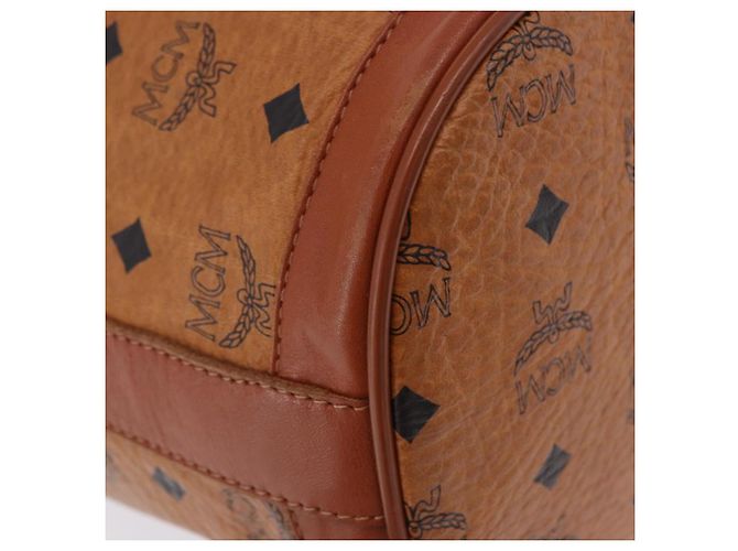 Borsa a tracolla MCM Vicetos Logogram PVC Leather Brown Gold Auth 201008 Marrone D'oro - vista 10