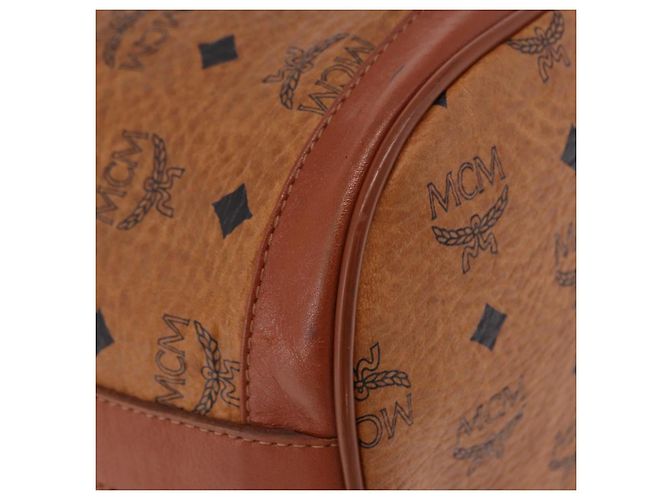 Borsa a tracolla MCM Vicetos Logogram PVC Leather Brown Gold Auth 201008 Marrone D'oro - vista 12