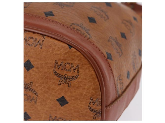 Borsa a tracolla MCM Vicetos Logogram PVC Leather Brown Gold Auth 201008 Marrone D'oro - vista 13