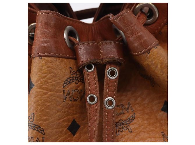 Borsa a tracolla MCM Vicetos Logogram PVC Leather Brown Gold Auth 201008 Marrone D'oro - vista 15