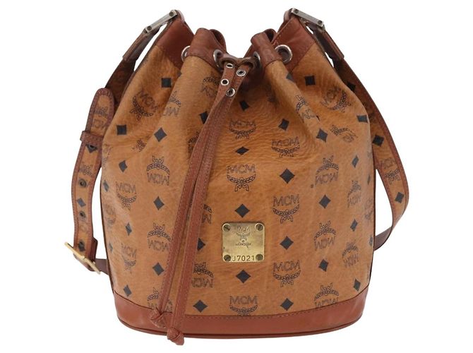 Borsa a tracolla MCM Vicetos Logogram PVC Leather Brown Gold Auth 201008 Marrone D'oro - vista 2