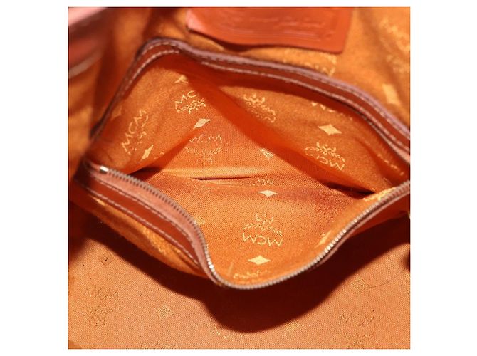 Borsa a tracolla MCM Vicetos Logogram PVC Leather Brown Gold Auth 201008 Marrone D'oro - vista 23