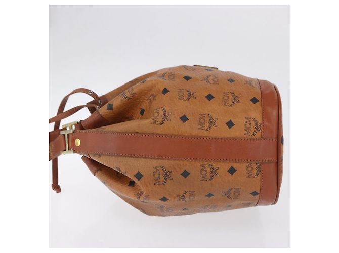 Borsa a tracolla MCM Vicetos Logogram PVC Leather Brown Gold Auth 201008 Marrone D'oro - vista 5