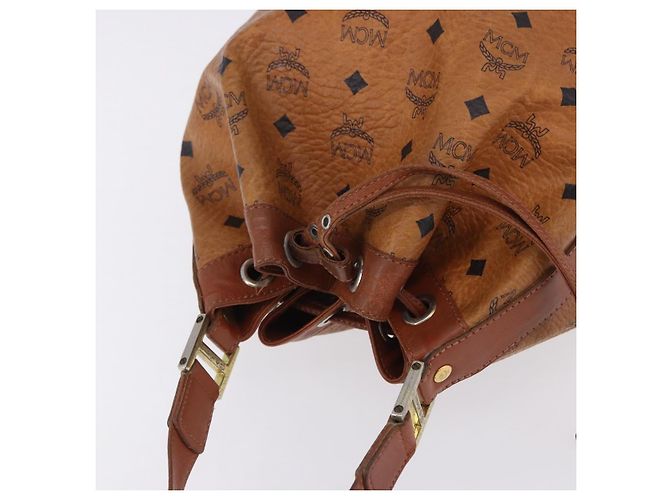 Borsa a tracolla MCM Vicetos Logogram PVC Leather Brown Gold Auth 201008 Marrone D'oro - vista 6