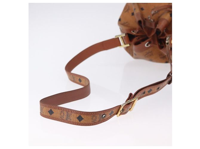 Borsa a tracolla MCM Vicetos Logogram PVC Leather Brown Gold Auth 201008 Marrone D'oro - vista 7