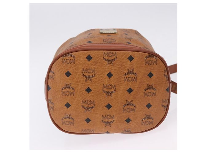 Borsa a tracolla MCM Vicetos Logogram PVC Leather Brown Gold Auth 201008 Marrone D'oro - vista 9