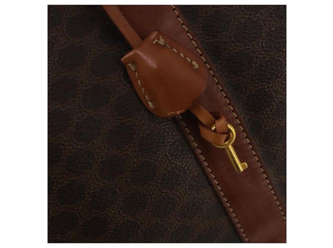 Céline Borsa Boston CELINE Macadam Canvas PVC Leather Brown Gold Auth 200952 Marrone D'oro - vista 10