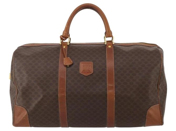 Céline Borsa Boston CELINE Macadam Canvas PVC Leather Brown Gold Auth 200952 Marrone D'oro - vista 13