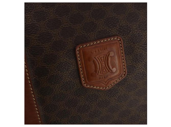 Céline Borsa Boston CELINE Macadam Canvas PVC Leather Brown Gold Auth 200952 Marrone D'oro - vista 18