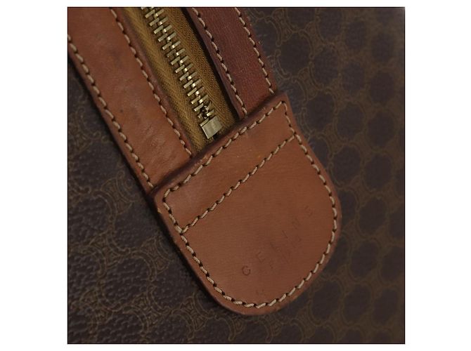Céline Borsa Boston CELINE Macadam Canvas PVC Leather Brown Gold Auth 200952 Marrone D'oro - vista 19