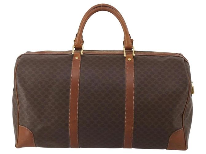 Céline Borsa Boston CELINE Macadam Canvas PVC Leather Brown Gold Auth 200952 Marrone D'oro - vista 2