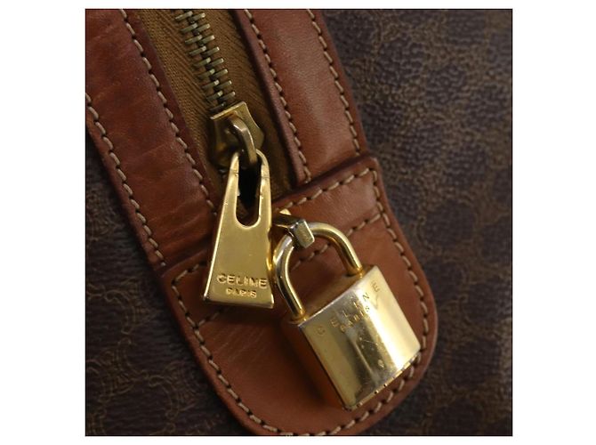 Céline Borsa Boston CELINE Macadam Canvas PVC Leather Brown Gold Auth 200952 Marrone D'oro - vista 20