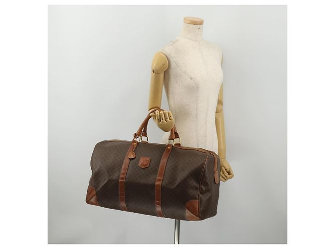 Céline Borsa Boston CELINE Macadam Canvas PVC Leather Brown Gold Auth 200952 Marrone D'oro - vista 25