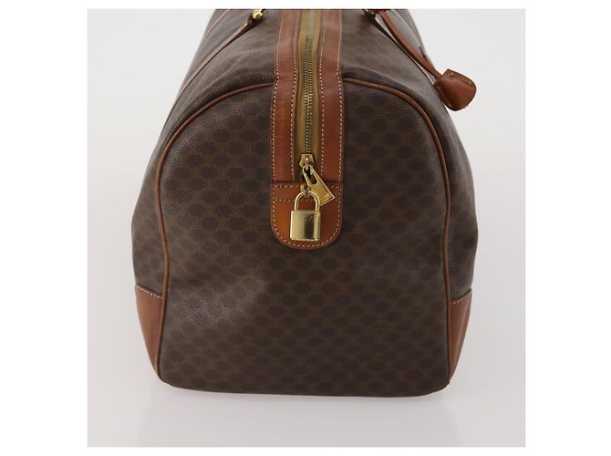 Céline Borsa Boston CELINE Macadam Canvas PVC Leather Brown Gold Auth 200952 Marrone D'oro - vista 4