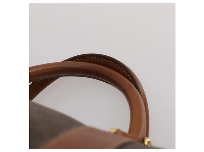Céline Borsa Boston CELINE Macadam Canvas PVC Leather Brown Gold Auth 200952 Marrone D'oro - vista 8
