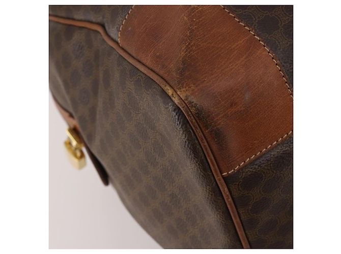 Céline Borsa Boston CELINE Macadam Canvas PVC Leather Brown Gold Auth 200952 Marrone D'oro - vista 9
