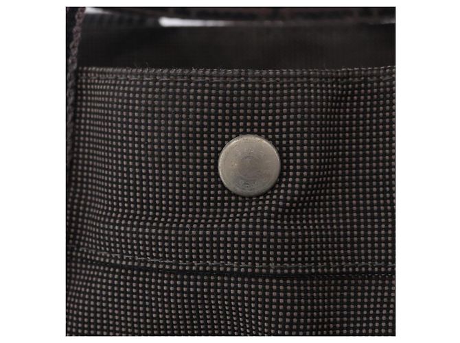 Hermès HERMES Her Line MM Handtasche Canvas Grau Silber Auth 200067 Braun - Ansicht 14