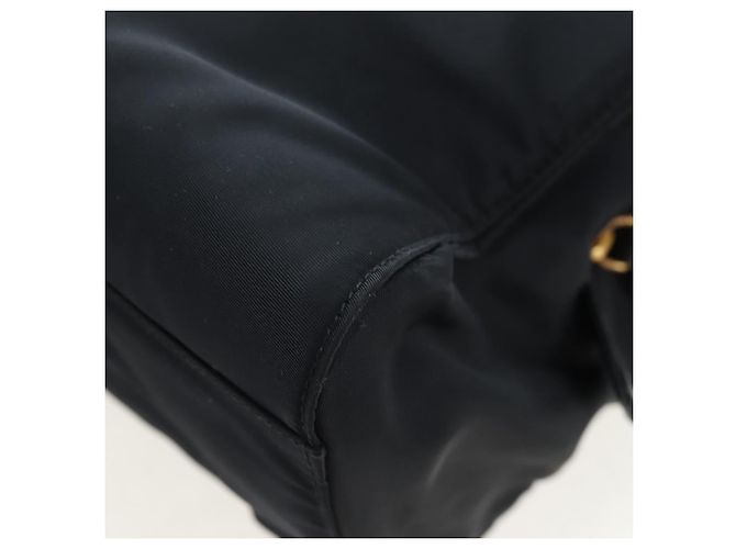 Borsa a tracolla con catena PRADA Nylon Nero Oro Auth 199857V D'oro - vista 18