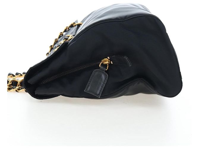 Borsa a tracolla con catena PRADA Nylon Nero Oro Auth 199857V D'oro - vista 3