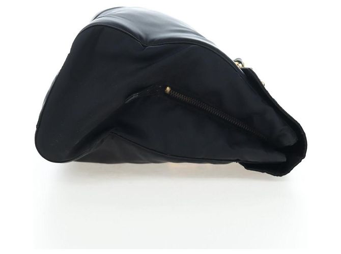 Borsa a tracolla con catena PRADA Nylon Nero Oro Auth 199857V D'oro - vista 4