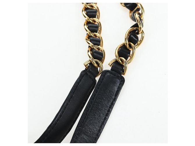 Borsa a tracolla con catena PRADA Nylon Nero Oro Auth 199857V D'oro - vista 8