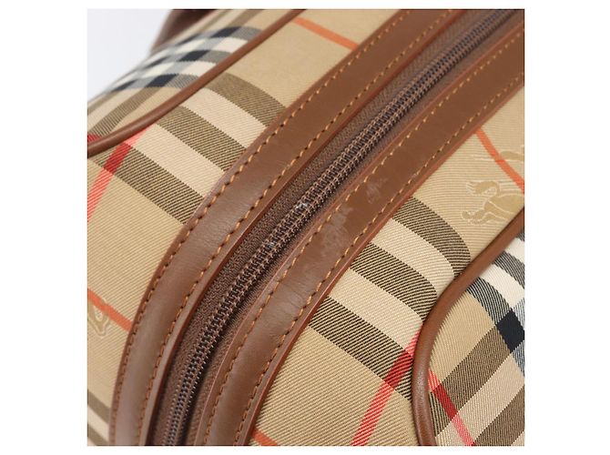 Sac Boston Burberrys Nova Check Canvas Beige Gold Auth 197879A Doré - vue 10