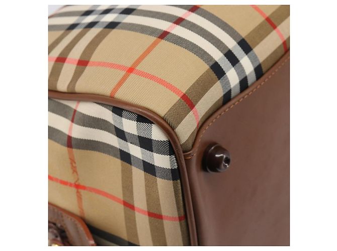 Sac Boston Burberrys Nova Check Canvas Beige Gold Auth 197879A Doré - vue 15