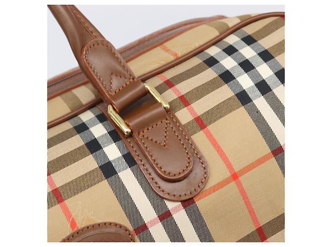 Sac Boston Burberrys Nova Check Canvas Beige Gold Auth 197879A Doré - vue 18