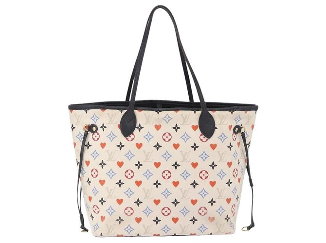 LOUIS VUITTON Monogram Game On Neverfull MM Tote Bag White M57462 LV Auth 202187 Bianco Monogramma - Ansicht 2