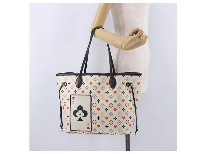 LOUIS VUITTON Monogram Game On Neverfull MM Tote Bag White M57462 LV Auth 202187 Bianco Monogramma - Ansicht 24