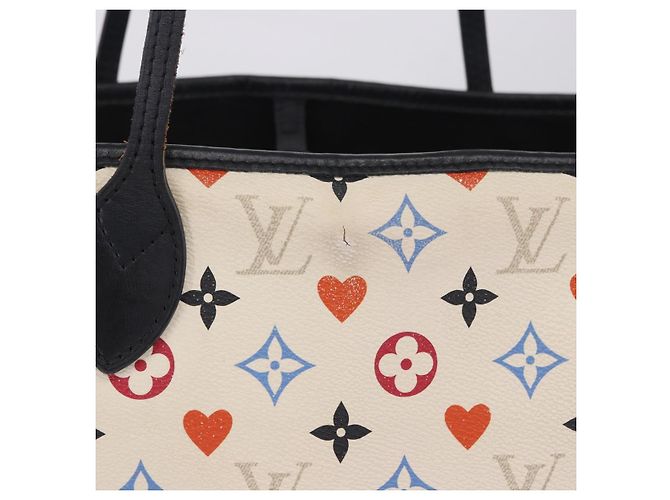 LOUIS VUITTON Monogram Game On Neverfull MM Tote Bag White M57462 LV Auth 202187 Bianco Monogramma - Ansicht 3