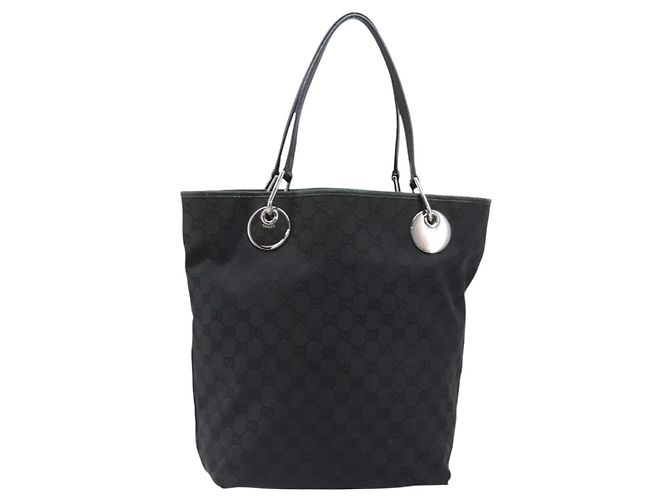 Borsa Tote GUCCI GG Canvas Nero Argento 120836 Auth hk4062 - vista 13