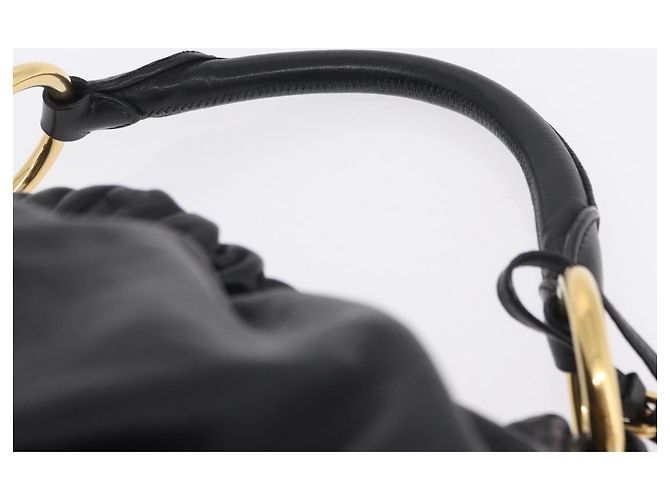 Borsa a tracolla PRADA in pelle nera e oro Auth am12560V Nero D'oro - vista 14