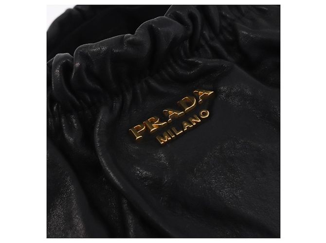 Borsa a tracolla PRADA in pelle nera e oro Auth am12560V Nero D'oro - vista 19