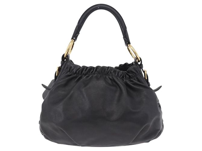 Borsa a tracolla PRADA in pelle nera e oro Auth am12560V Nero D'oro - vista 2