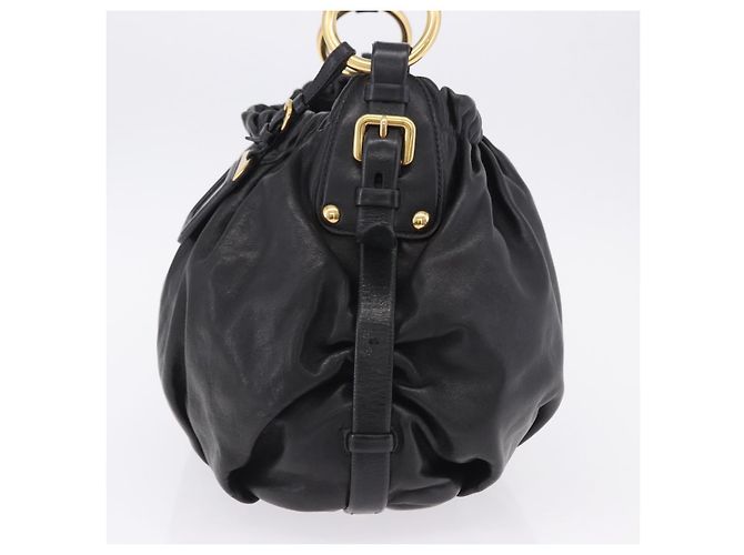 Borsa a tracolla PRADA in pelle nera e oro Auth am12560V Nero D'oro - vista 3