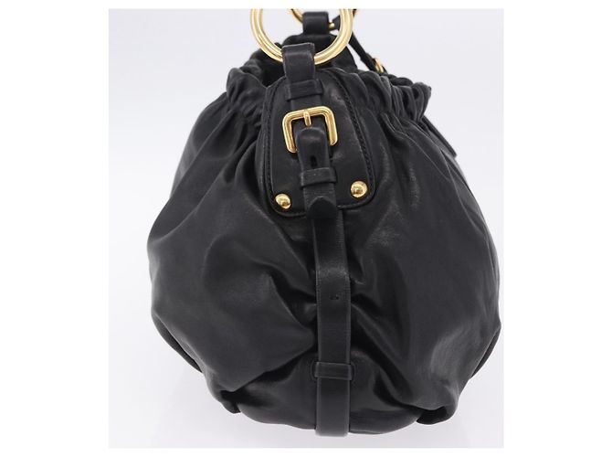 Borsa a tracolla PRADA in pelle nera e oro Auth am12560V Nero D'oro - vista 4