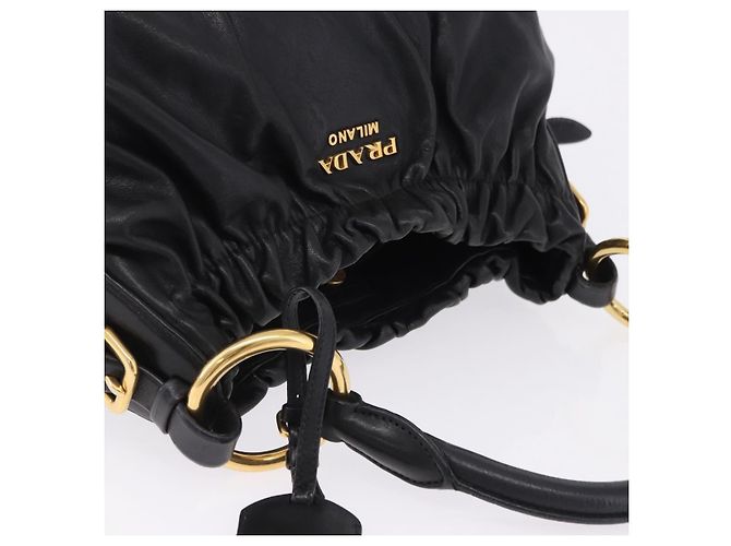 Borsa a tracolla PRADA in pelle nera e oro Auth am12560V Nero D'oro - vista 6