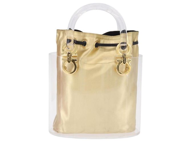 Borsa Salvatore Ferragamo Gancini in plastica trasparente e oro Auth 200065V D'oro - vista 2