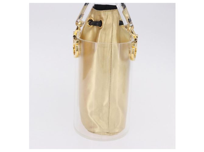 Borsa Salvatore Ferragamo Gancini in plastica trasparente e oro Auth 200065V D'oro - vista 3