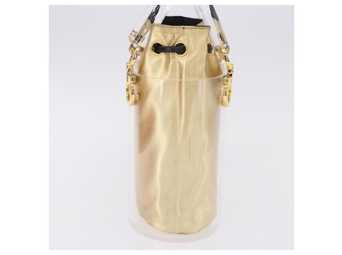 Borsa Salvatore Ferragamo Gancini in plastica trasparente e oro Auth 200065V D'oro - vista 4
