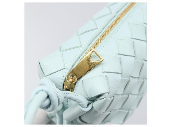 Borsa Camera BOTTEGA VENETA INTRECCIATO Candy Loop in pelle blu Auth BA15327V Blu chiaro - vista 10