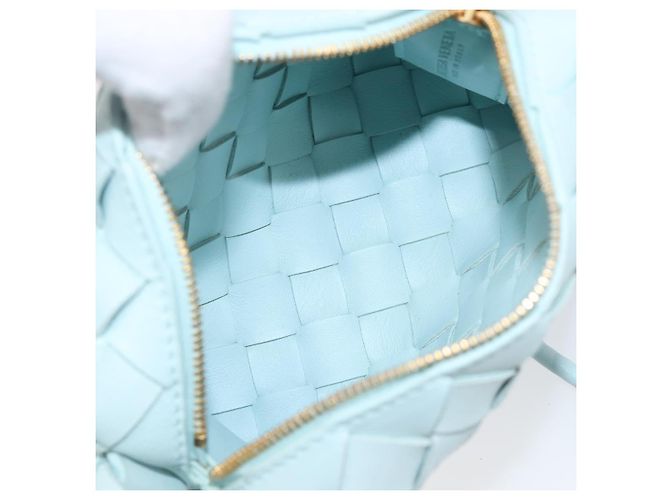 Borsa Camera BOTTEGA VENETA INTRECCIATO Candy Loop in pelle blu Auth BA15327V Blu chiaro - vista 11