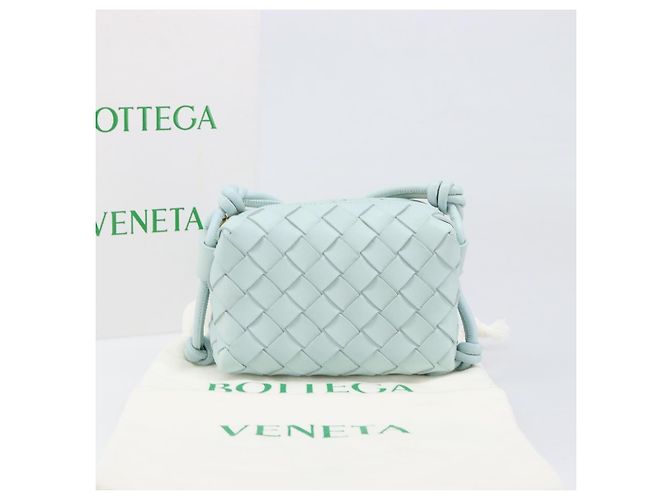 Borsa Camera BOTTEGA VENETA INTRECCIATO Candy Loop in pelle blu Auth BA15327V Blu chiaro - vista 12