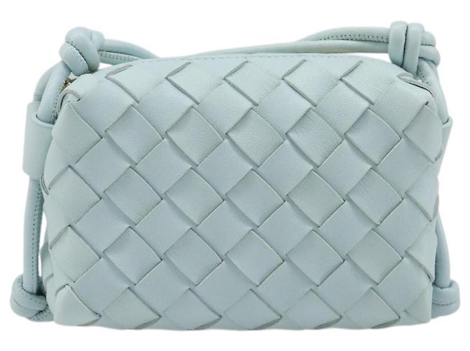 Borsa Camera BOTTEGA VENETA INTRECCIATO Candy Loop in pelle blu Auth BA15327V Blu chiaro - vista 13