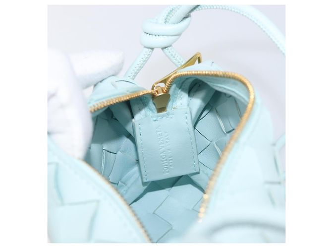Borsa Camera BOTTEGA VENETA INTRECCIATO Candy Loop in pelle blu Auth BA15327V Blu chiaro - vista 17