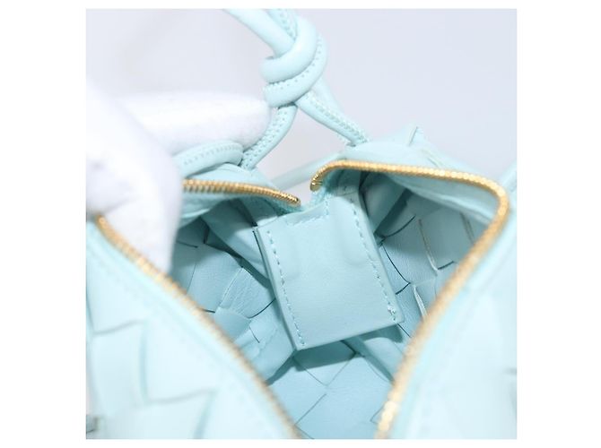 Borsa Camera BOTTEGA VENETA INTRECCIATO Candy Loop in pelle blu Auth BA15327V Blu chiaro - vista 18
