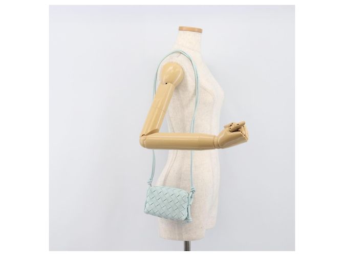 Borsa Camera BOTTEGA VENETA INTRECCIATO Candy Loop in pelle blu Auth BA15327V Blu chiaro - vista 20