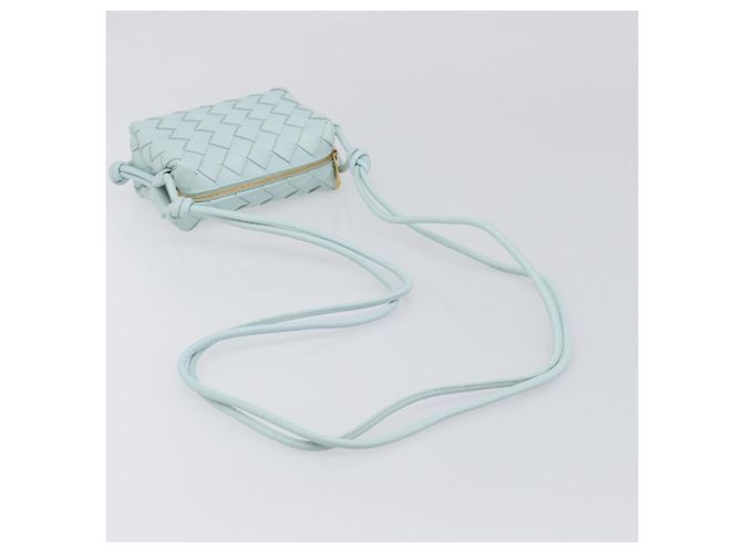 Borsa Camera BOTTEGA VENETA INTRECCIATO Candy Loop in pelle blu Auth BA15327V Blu chiaro - vista 7